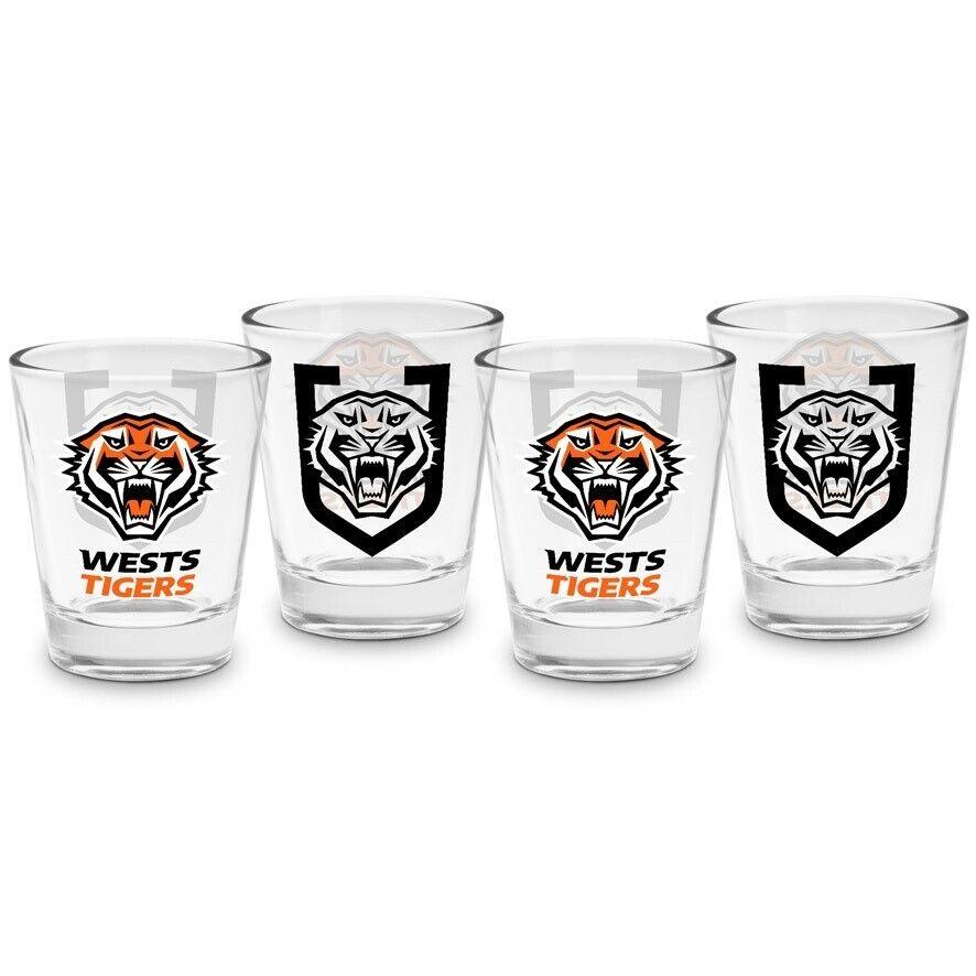 NRL Shot Glass Set of 4 - West Tigers - 50ml - Image 2