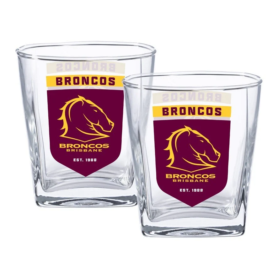 NRL Spirit Glass Set - Brisbane Broncos - 250ml Cup - Set Of Two - Image 2