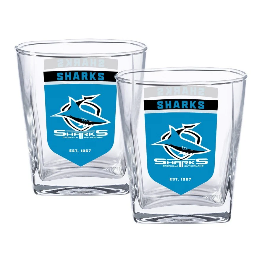 NRL Spirit Glass Set - Cronulla Sharks - 250ml Cup - Set Of Two - Image 2