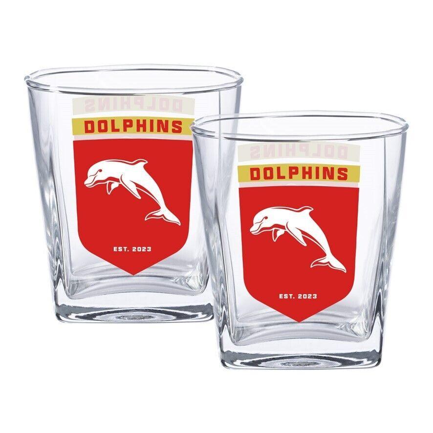 NRL Spirit Glass Set - Dolphins - 250ml Cup - Set Of Two - Image 2