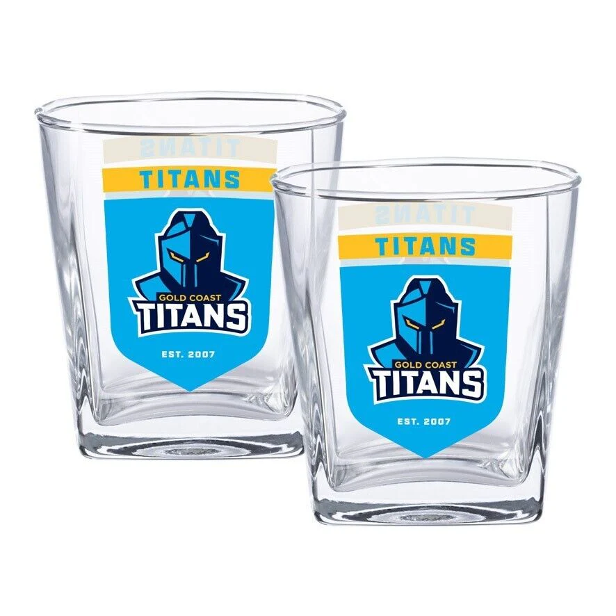 NRL Spirit Glass Set - Gold Coast Titans - 250ml Cup - Set Of Two - Image 2