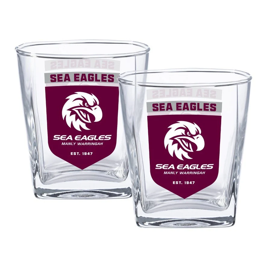NRL Spirit Glass Set - Manly Sea Eagles - 250ml Cup - Set Of Two