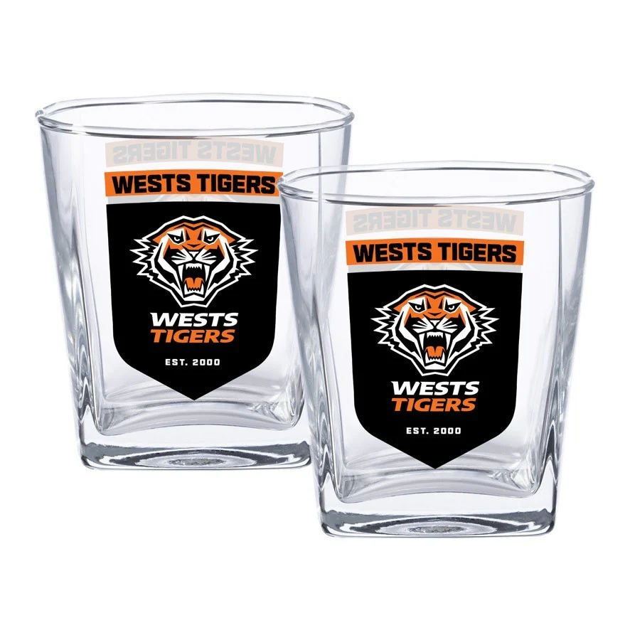 NRL Spirit Glass Set - West Tigers - 250ml Cup - Set Of Two - Image 2