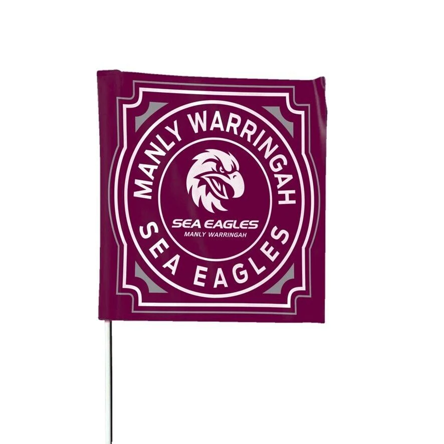NRL Square Flag - Manly Sea Eagles - Supporter Flag With Pole - 70 x 70cm - Image 2