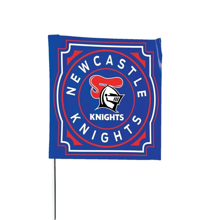 NRL Square Flag - Newcastle Knights - Supporter Flag With Pole - 70 x 70cm