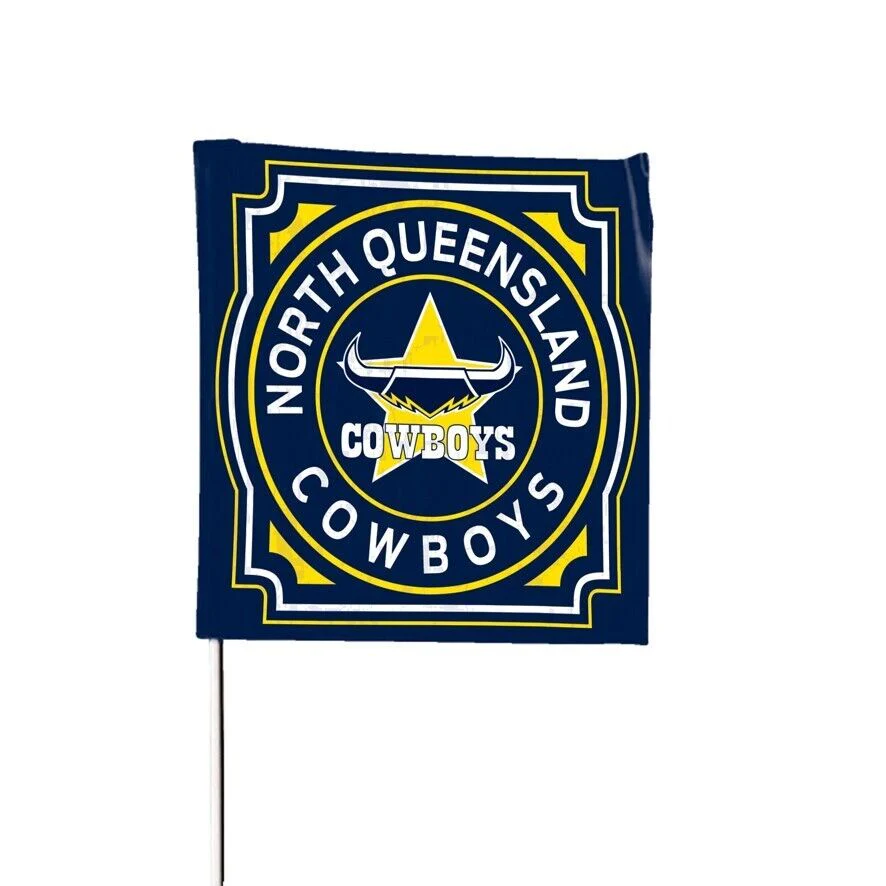 NRL Square Flag - North Queensland Cowboys - Supporter Flag With Pole- 70 x 70cm - Image 2