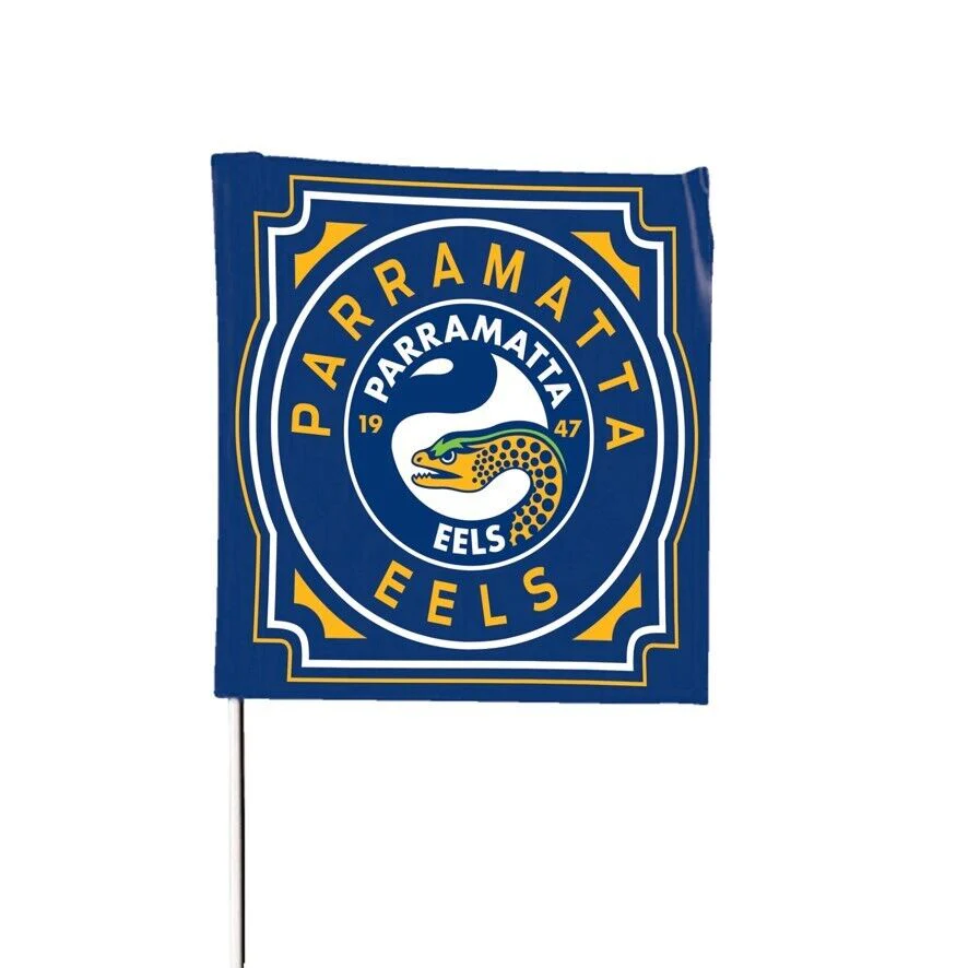 NRL Square Flag - Paramatta Eels - Supporter Flag With Pole - 70 x 70cm - Image 2