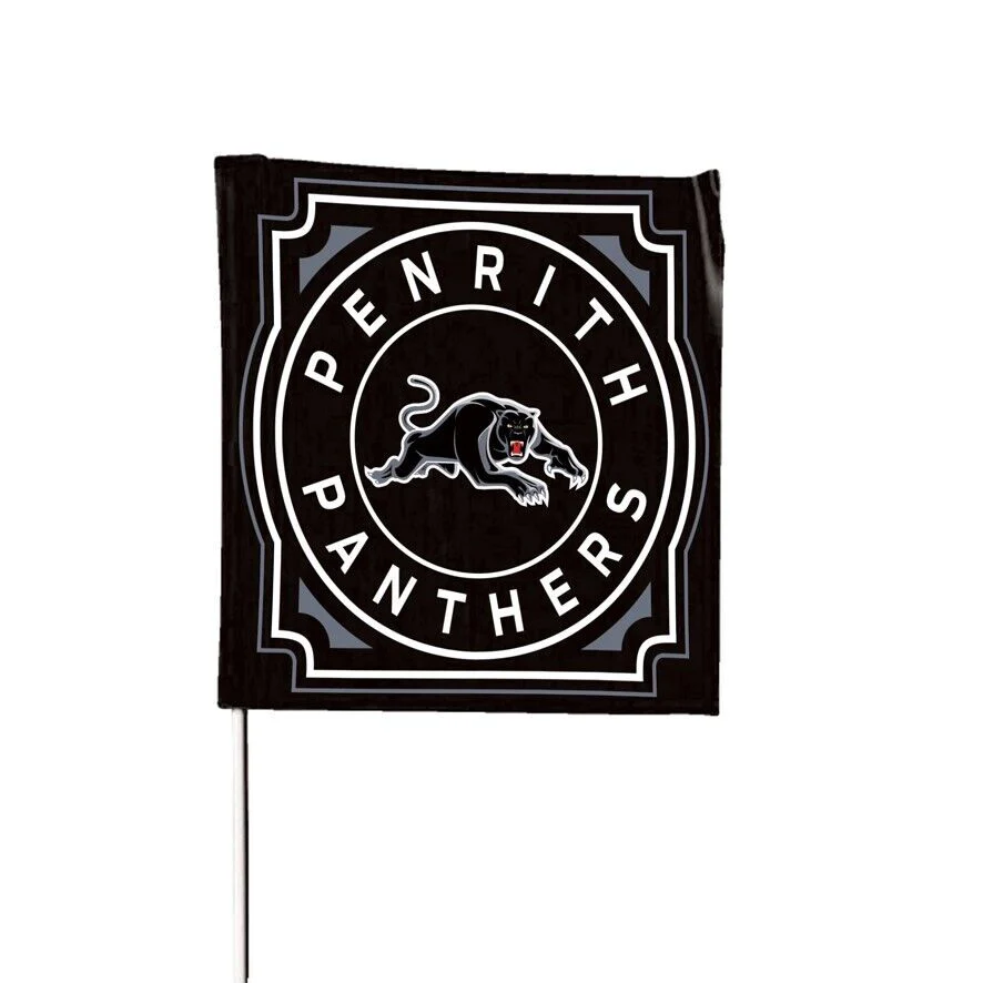 NRL Square Flag - Penrith Panthers - Supporter Flag With Pole - 70 x 70cm - Image 2