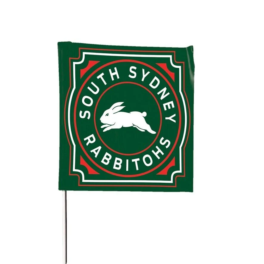 NRL Square Flag - South Sydney Rabbitohs - Supporter Flag With Pole - 70 x 70cm