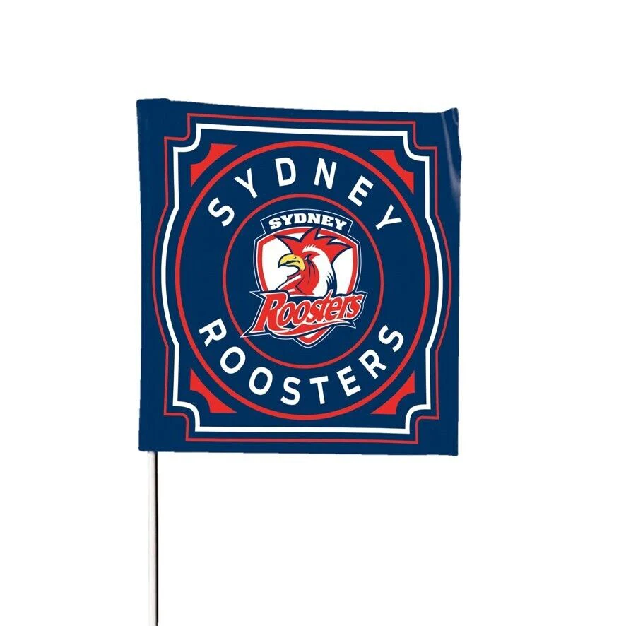 NRL Square Flag - Sydney Roosters - Supporter Flag With Pole - 70 x 70cm - Image 2