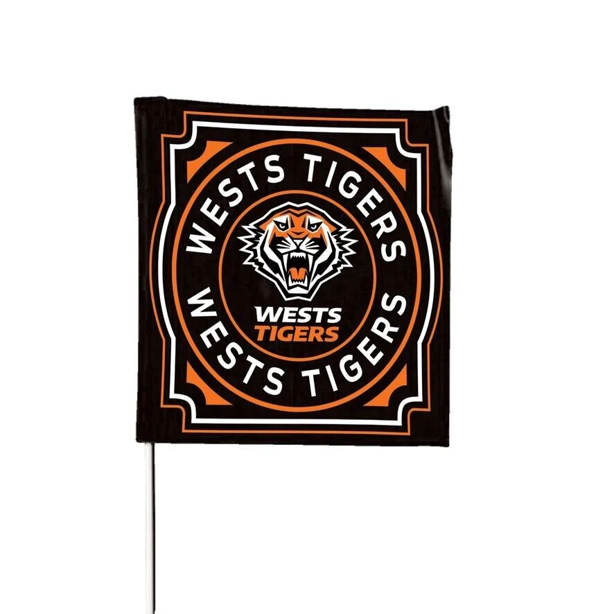 NRL Square Flag - West Tigers - Supporter Flag With Pole - 70 x 70cm