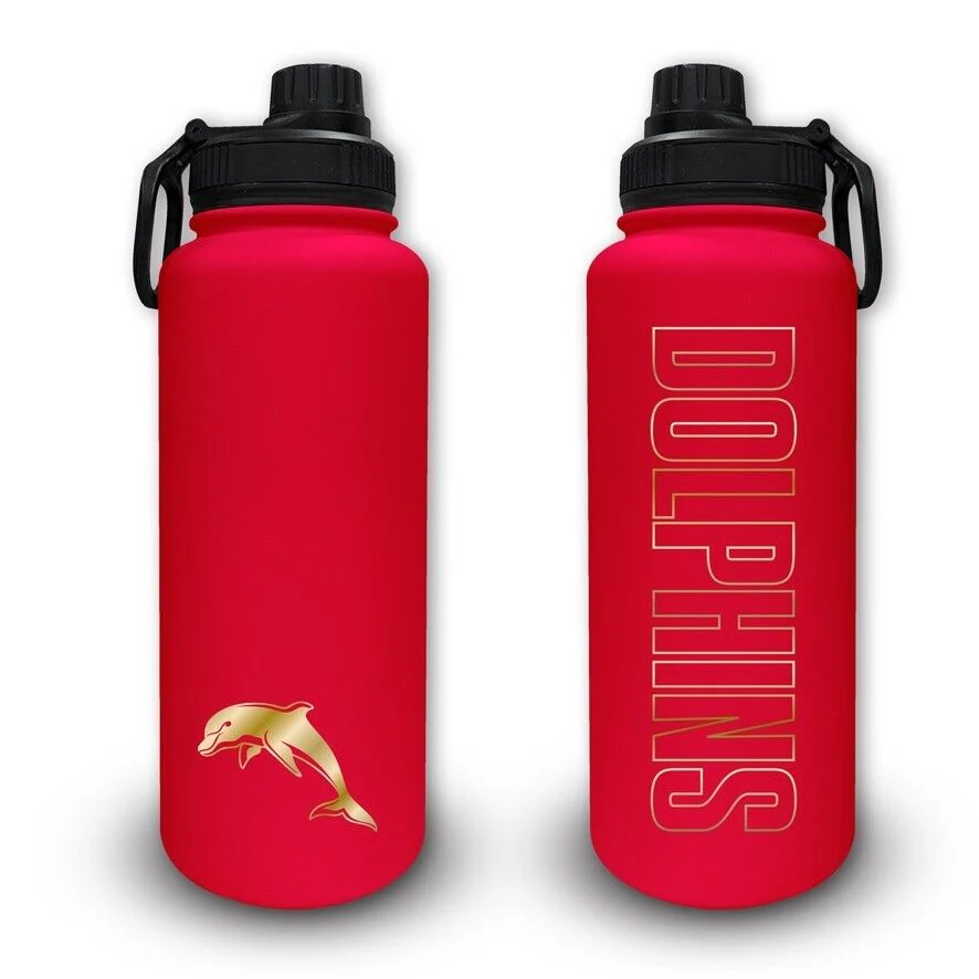 NRL Stainless Steel 960mL Drink Bottle - Dolphins - Double Walled - Image 2
