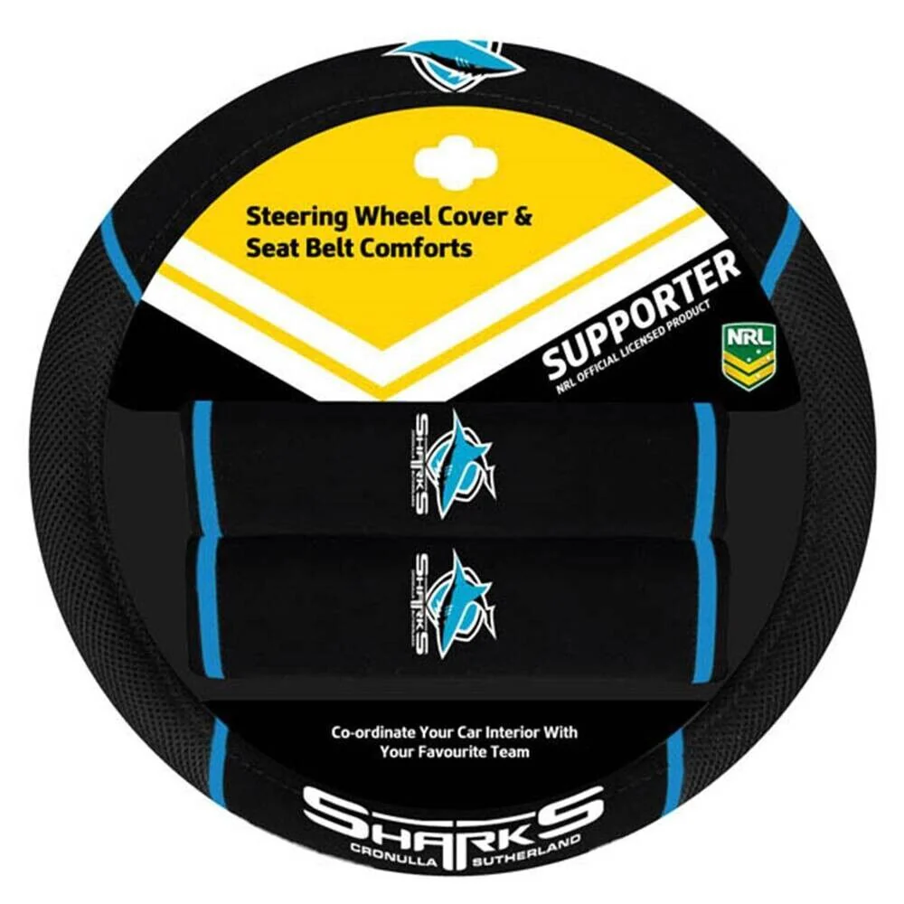 NRL Steering Wheel Cover - Seat Belt Covers - Cronulla Sharks - Image 2