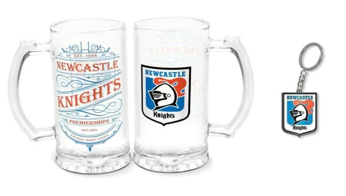 NRL Stein And Enamel Keyring Set - Newcastle Knights - Drink Cup Mug - Image 2