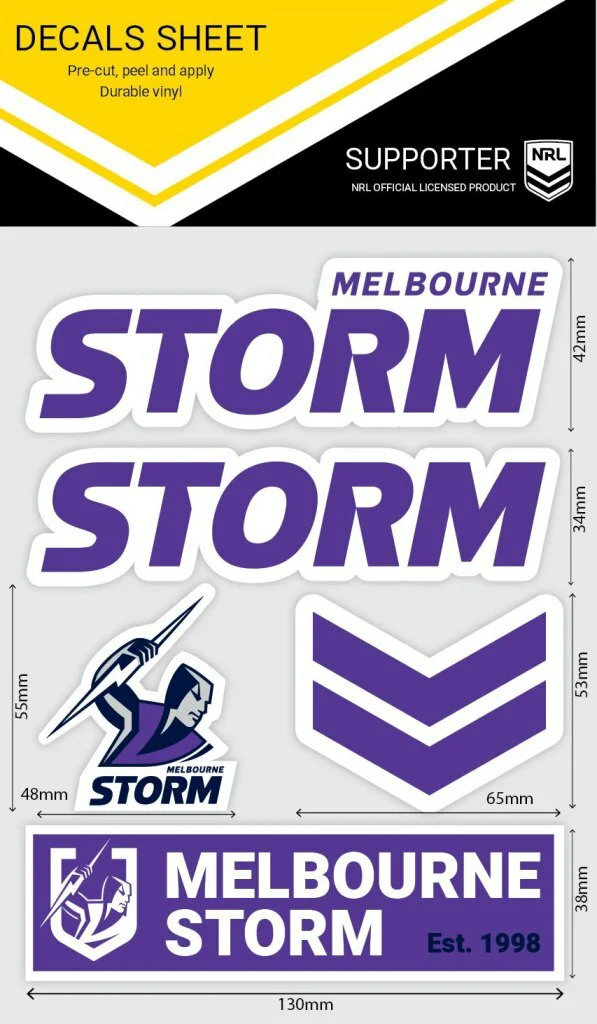 NRL Sticker Decal Sheet - Melbourne Storm - Stickers Wordmark - Image 2