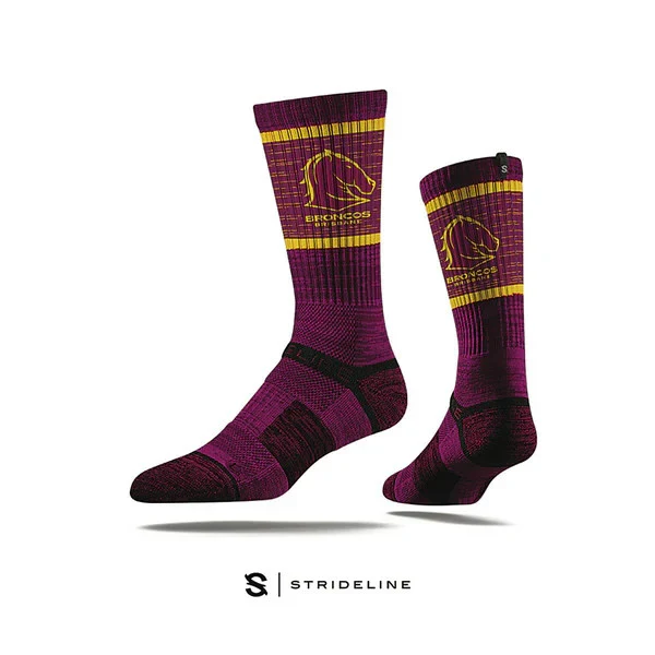 NRL Strideline Premium Crew Socks - Brisbane Broncos - SIZE SMALL ADULT - Image 2