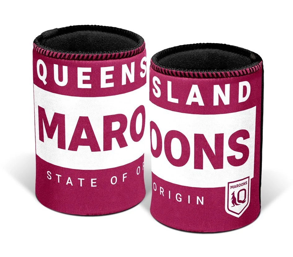 NRL Stubby Can Cooler - Queensland Maroons - QLD - Origin - Rubber Base - Image 2