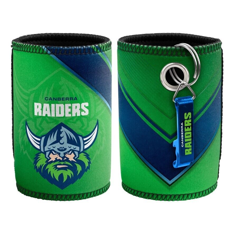 NRL Stubby Can Cooler with Bottle Opener - Canberra Raiders - Rubber Base - Image 2