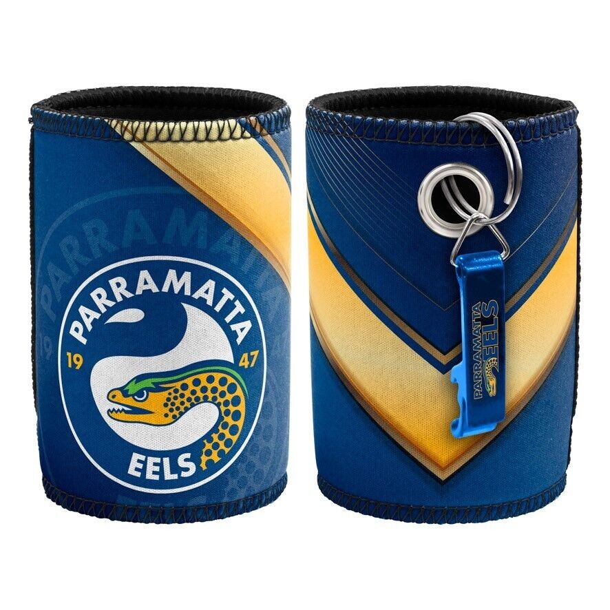 NRL Stubby Can Cooler with Bottle Opener - Parramatta Eels - Rubber Base - Image 2