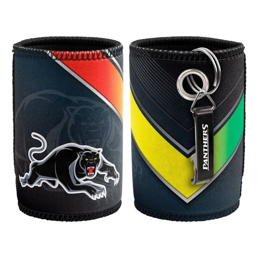 NRL Stubby Can Cooler with Bottle Opener - Penrith Panthers - Rubber Base - Image 2