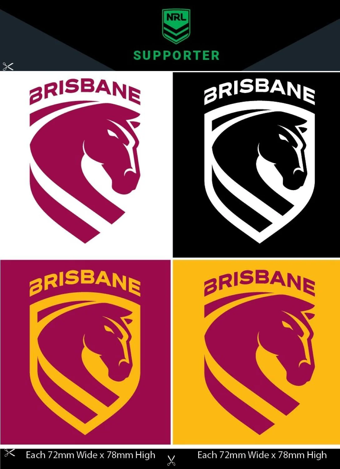 NRL Team Decal Sticker Set - Brisbane Broncos