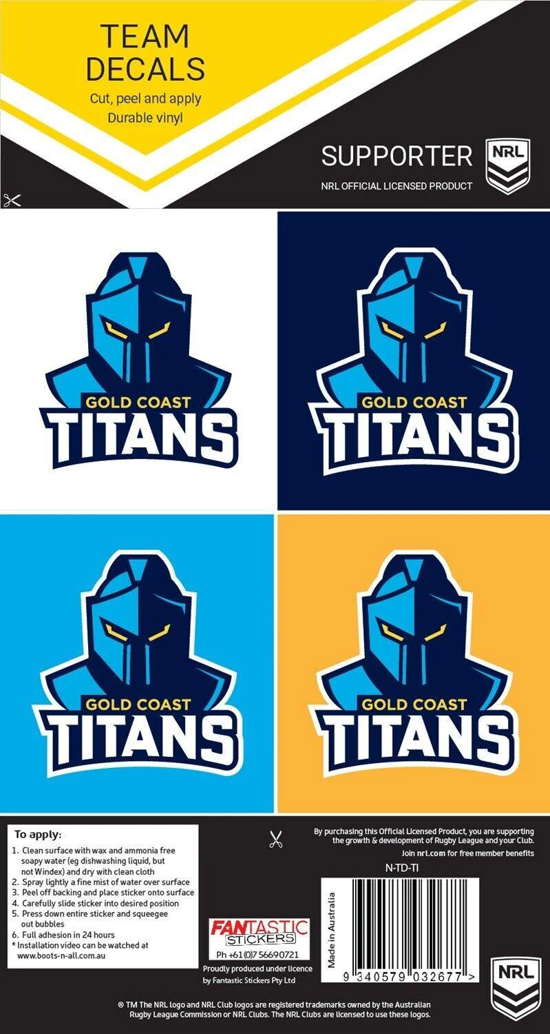 NRL Team Decal Sticker Set - Gold Coast Titans - Image 2