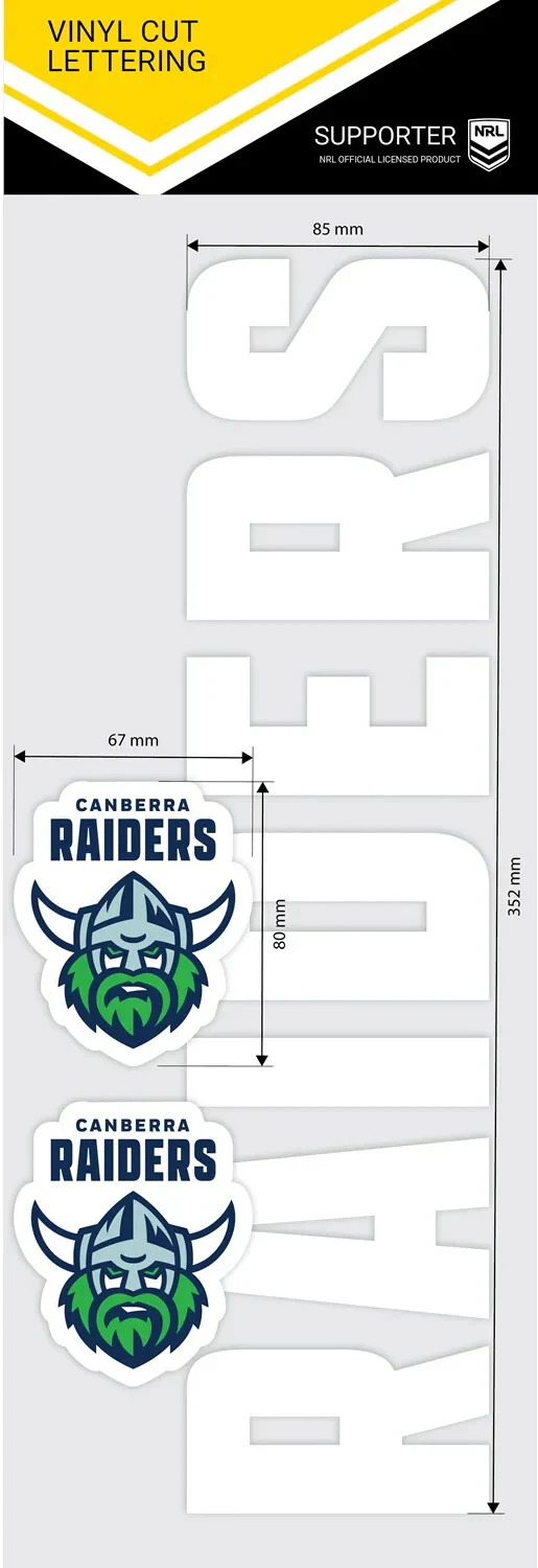 NRL Team Name Lettering Decal - Canberra Raiders - Car Sticker