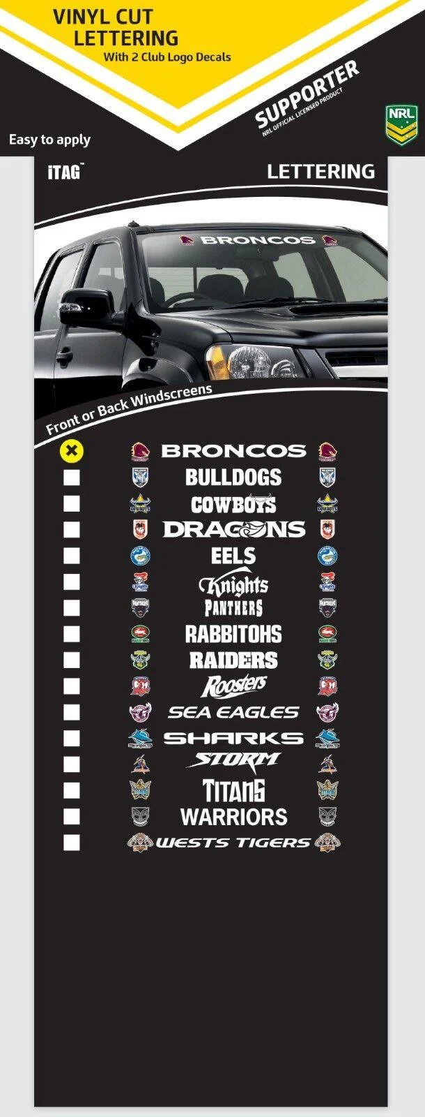 NRL Team Name Lettering Decal - North Queensland Cowboys - Car Sticker - Image 2