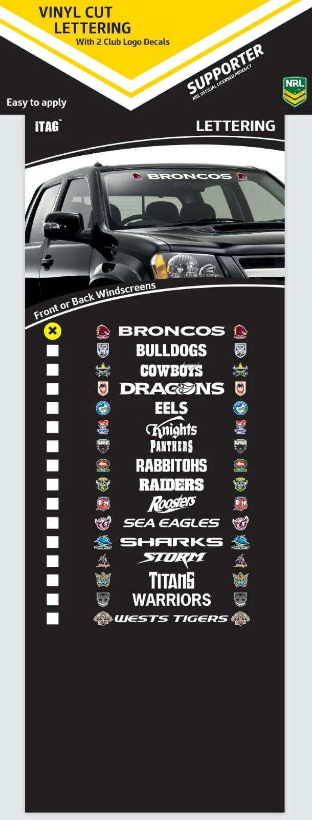 NRL Team Name Lettering Decal - Sydney Roosters - Car Sticker - Image 2