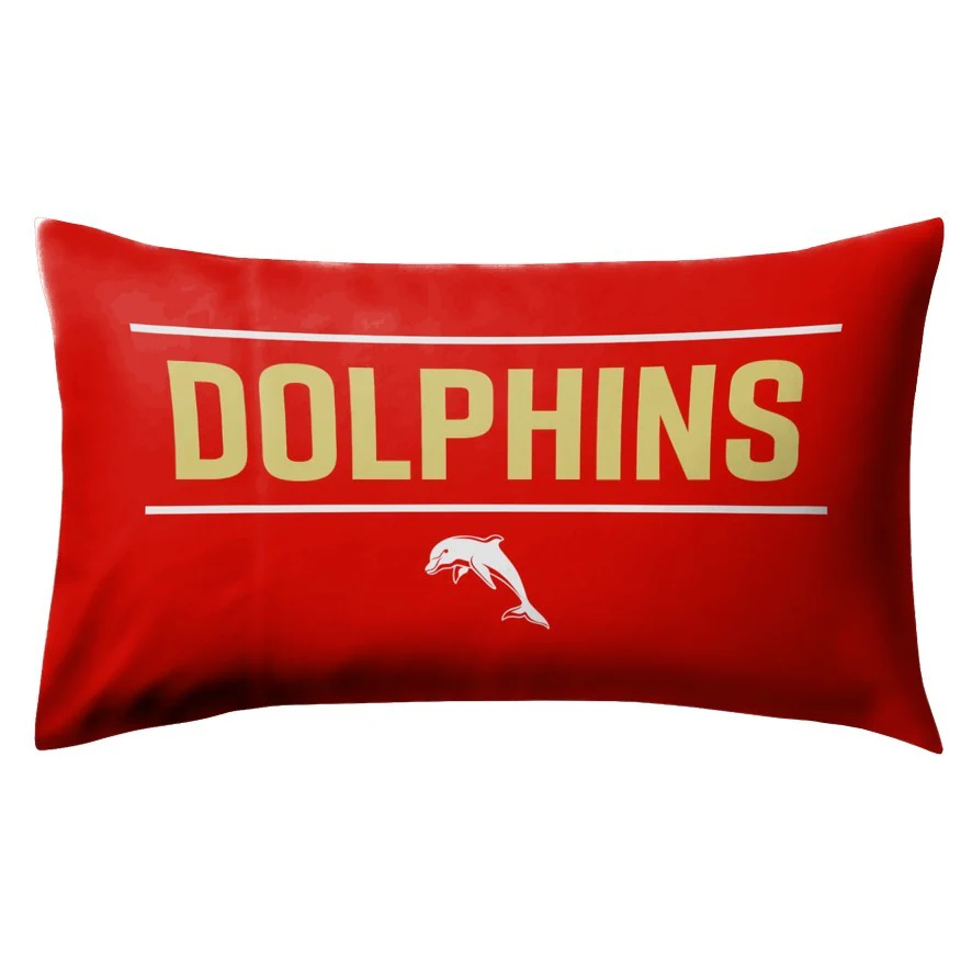 NRL Team Pillow Case - Dolphins - Double Sided - 73 x 48 cm
