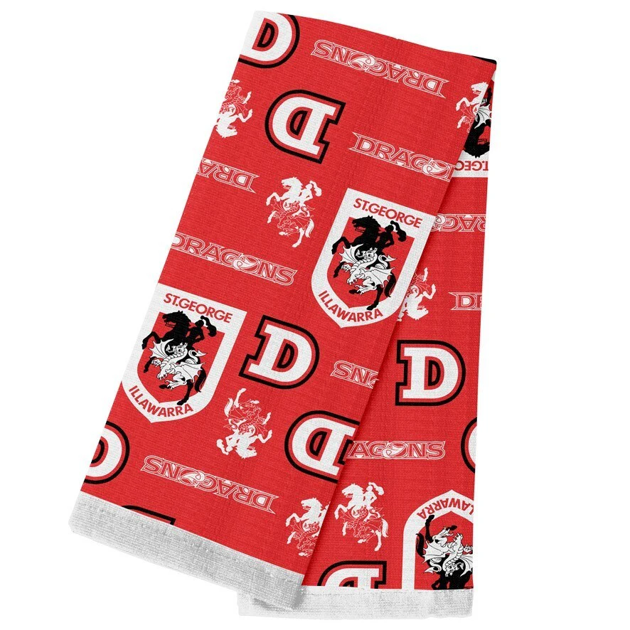 NRL Team Supporter Cotton Tea Towel - St George Illawarra  Dragons - 40cm x 60cm - Image 2