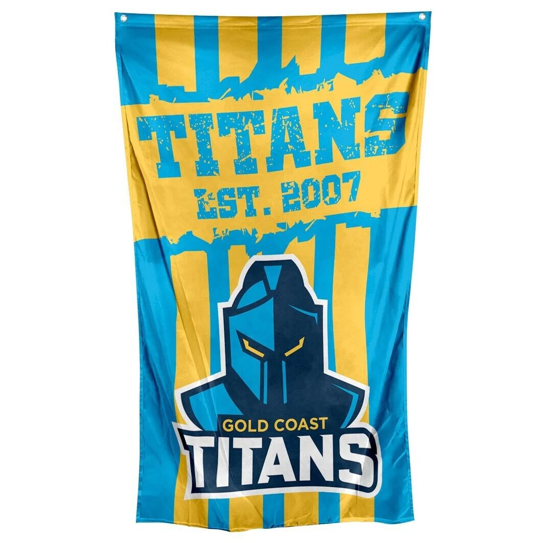 NRL Wall Flag Cape - Gold Coast Titans - 150cm x 90cm - Steel Eyelets - Image 2