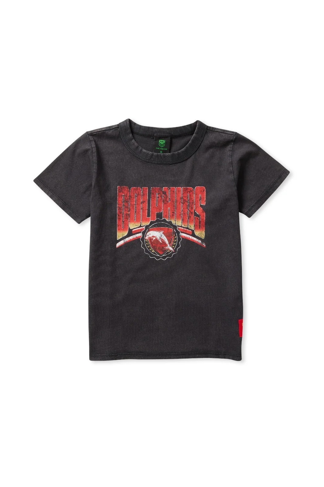 NRL Washed Club Tee Shirt - Dolphins - Youth - Kids - Cotton T-Shirt