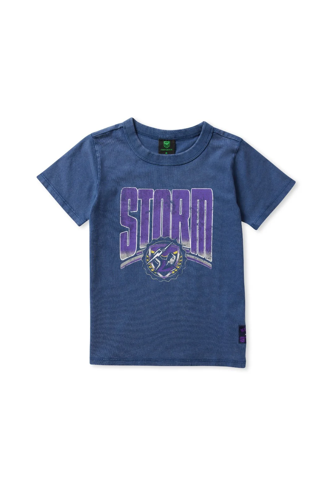 NRL Washed Club Tee Shirt - Melbourne Storm - Youth - Kids - Cotton T-Shirt