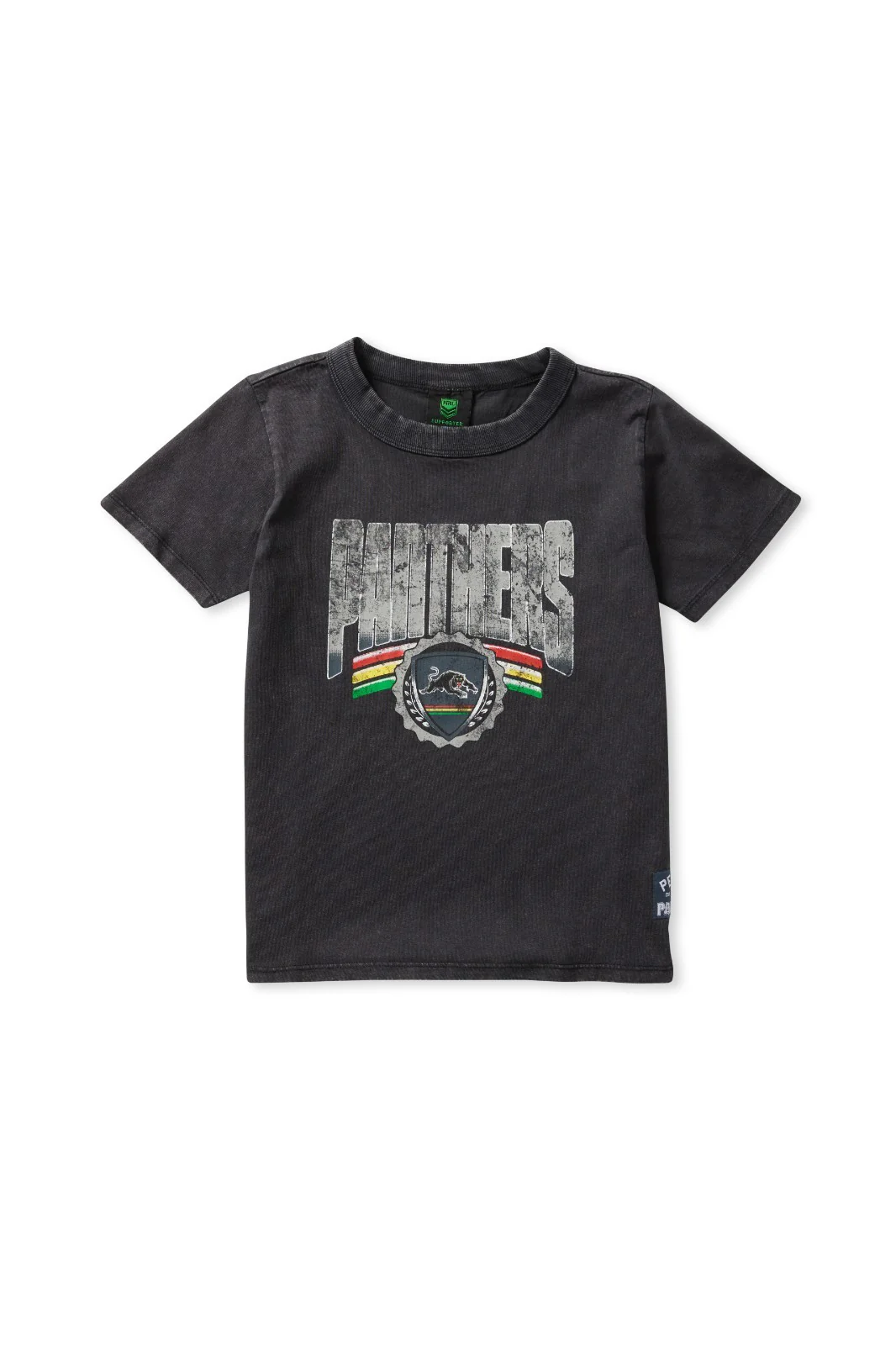 NRL Washed Club Tee Shirt - Penrith Panthers - Youth - Kids - Cotton T-Shirt