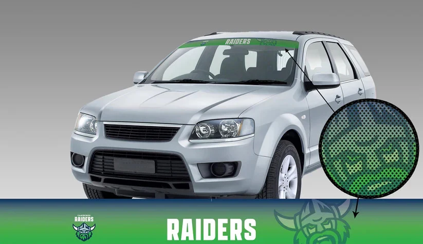 NRL Window Sun Visor Decal - Canberra Raiders - See Thru Car Sticker - UV Safe - Image 2
