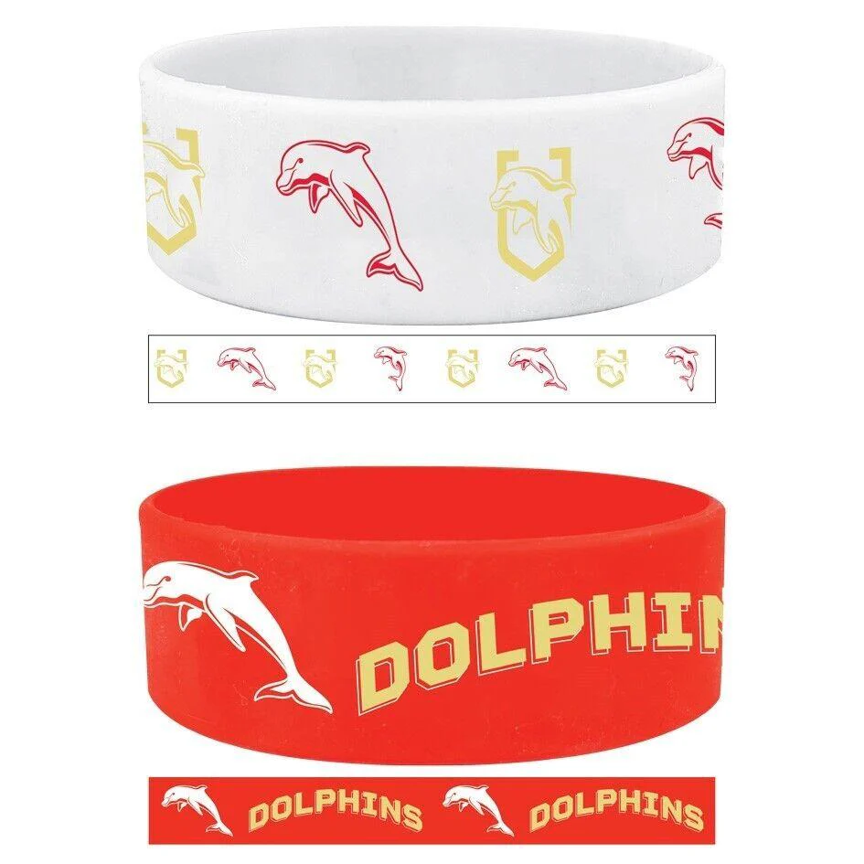 NRL Wrist Bands Set of 2 - Dolphins - Set of Two - Silicone Band - Image 2